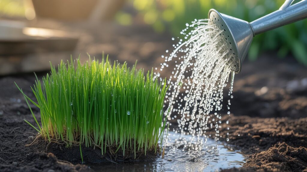 how much to water new grass seed